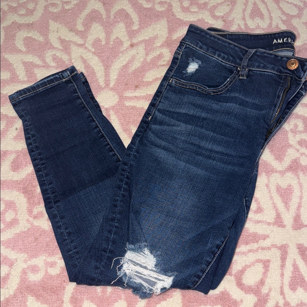 American Eagle Outfitters Women's Dark Blue Skinny Jeans